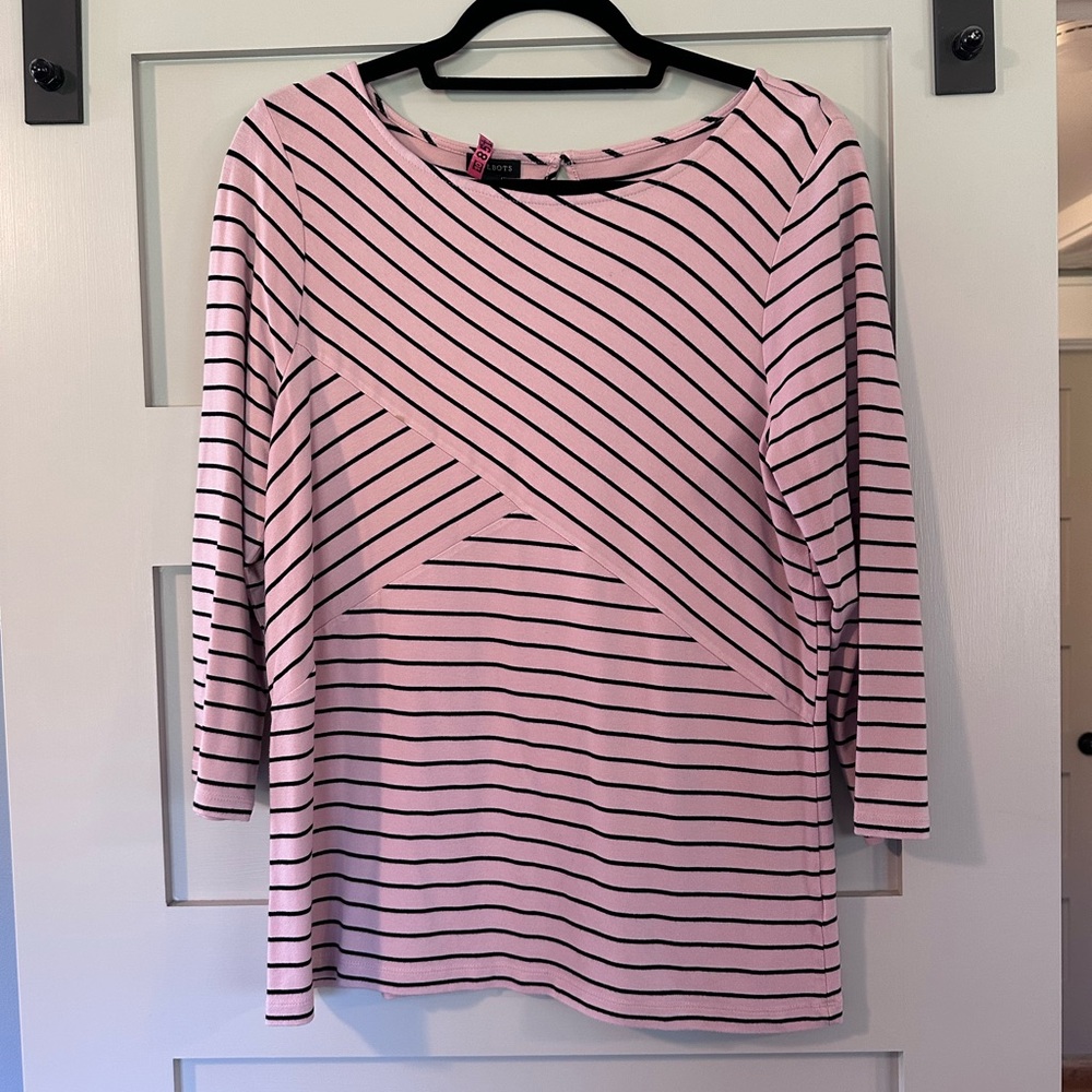 Talbots 3/4 Sleeve Various Direction Stripe Top